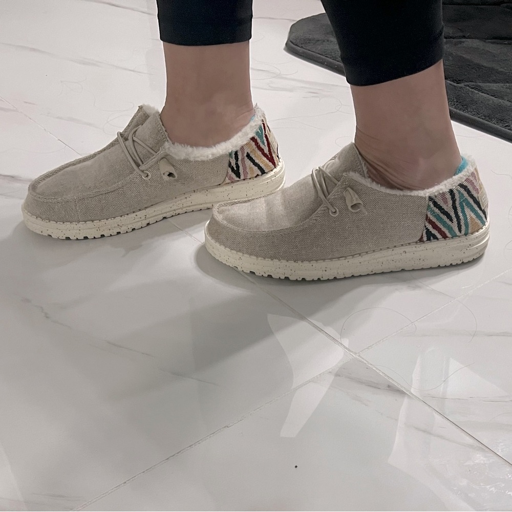 Women's Beige Casual Shoes, Hey Dude, Size 8
